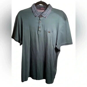 Ted Baker 3 button trendy stylish cotton green golf polo short sleeve S